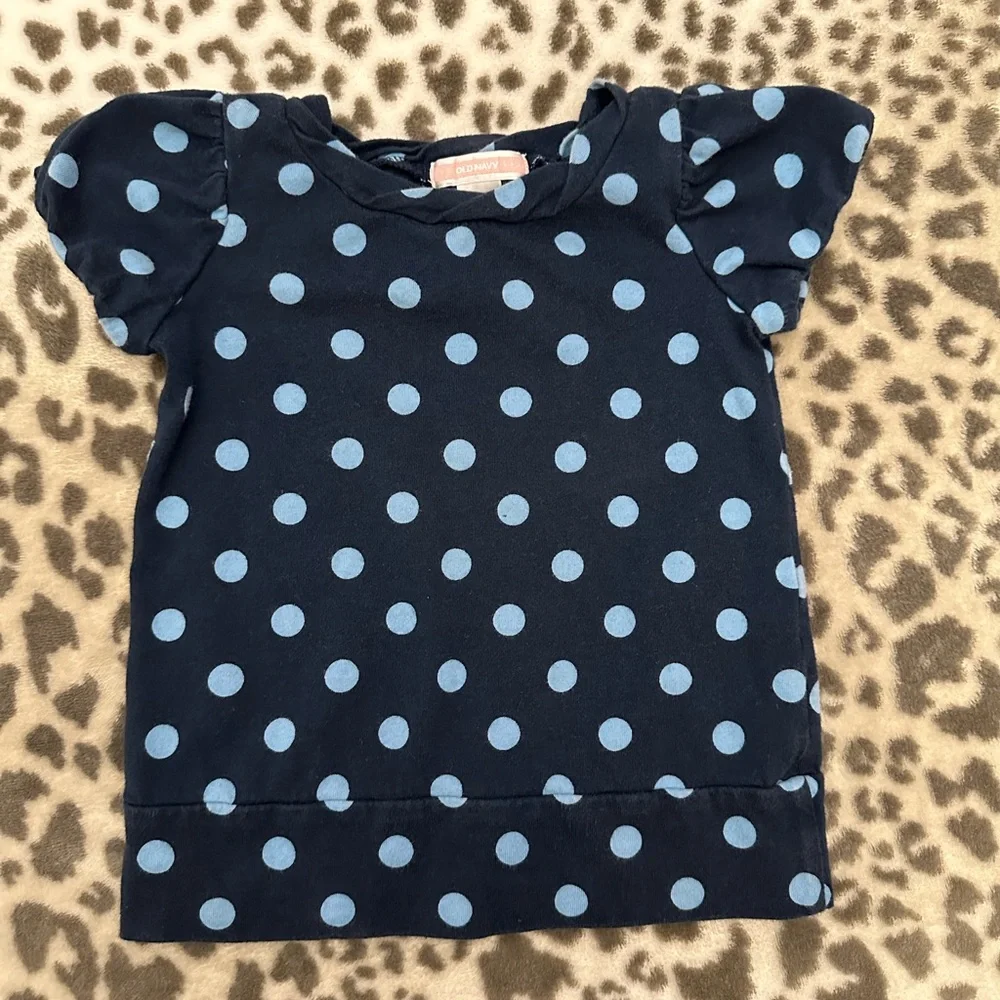 Old Navy Polka Dot Bubble Short Sleeve Tee Top in Blue Size 2T